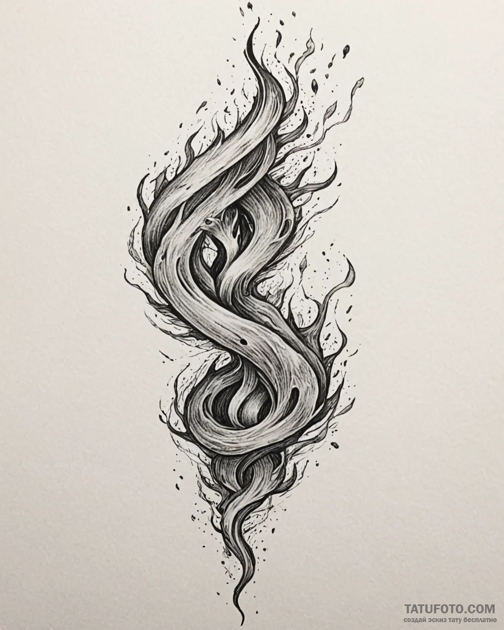 Tat tattoo sketch, fierce flame elemental twi... - эскиз тату (№1753276257_0, 23.07.2025 13:10) — Tatufoto.com