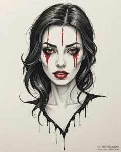 Tat tattoo sketch, gothic vampire with sharp... - эскиз тату (№1753276348_0, 23.07.2025 13:12) — Tatufoto.com