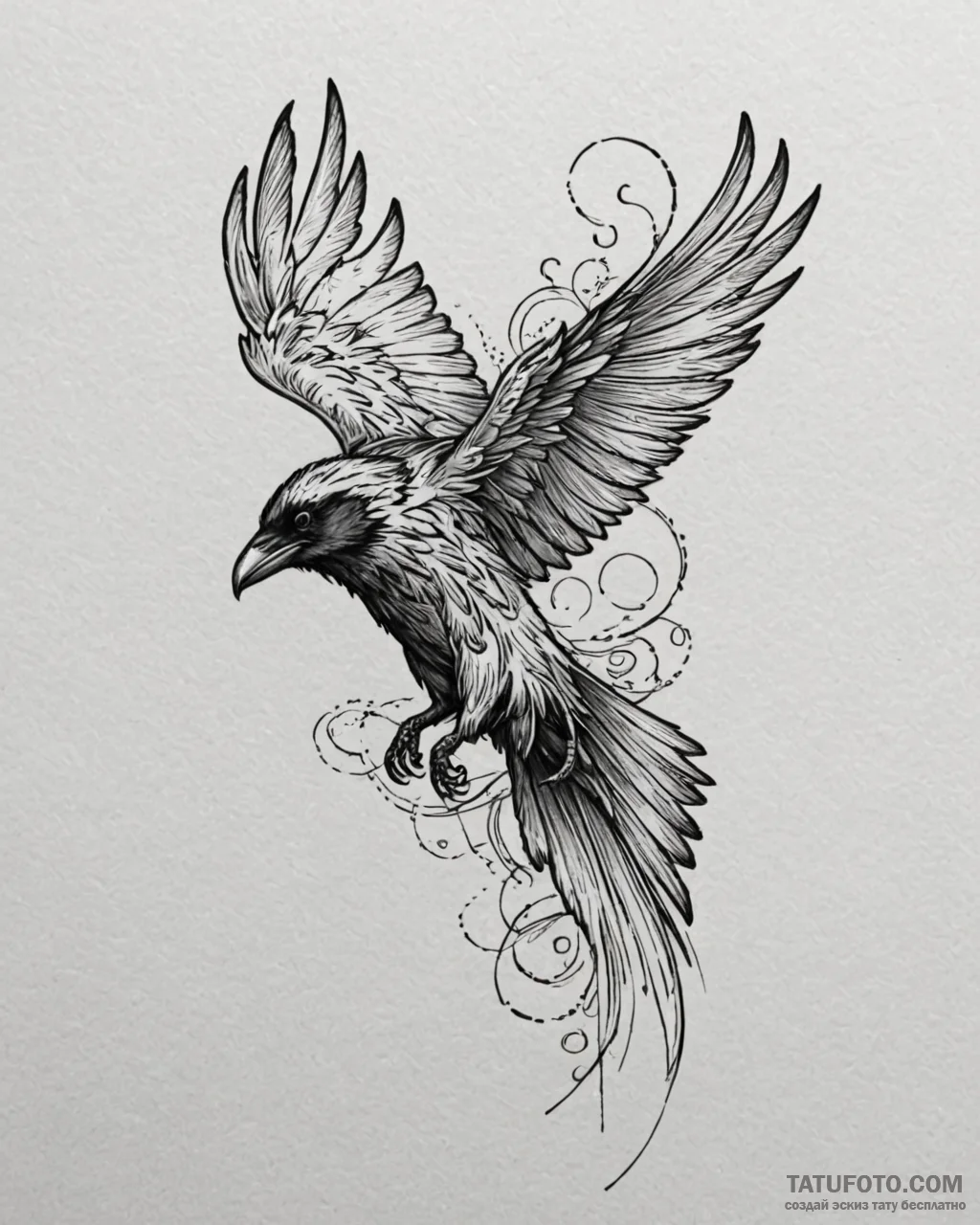 Tattoo sketch, raven with iridescent feathers... - эскиз тату (№1753276437_0, 23.07.2025 13:13) — Tatufoto.com
