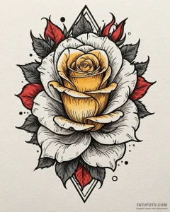 Tat tattoo sketch, old school bright rose wit... - эскиз тату (№1753276607_0, 23.07.2025 13:16) — Tatufoto.com