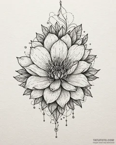 Tat tattoo sketch, whimsical oversized flower... - эскиз тату (№1753277221_0, 23.07.2025 13:27) — Tatufoto.com