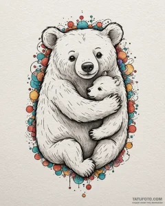 Tattoo sketch, koda hugging kenai bear form,... - эскиз тату (№1753277750_0, 23.07.2025 13:35) — Tatufoto.com