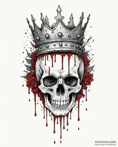 Tat tattoo sketch, skull crowned with shatter... - эскиз тату (№1753277928_0, 23.07.2025 13:38) — Tatufoto.com