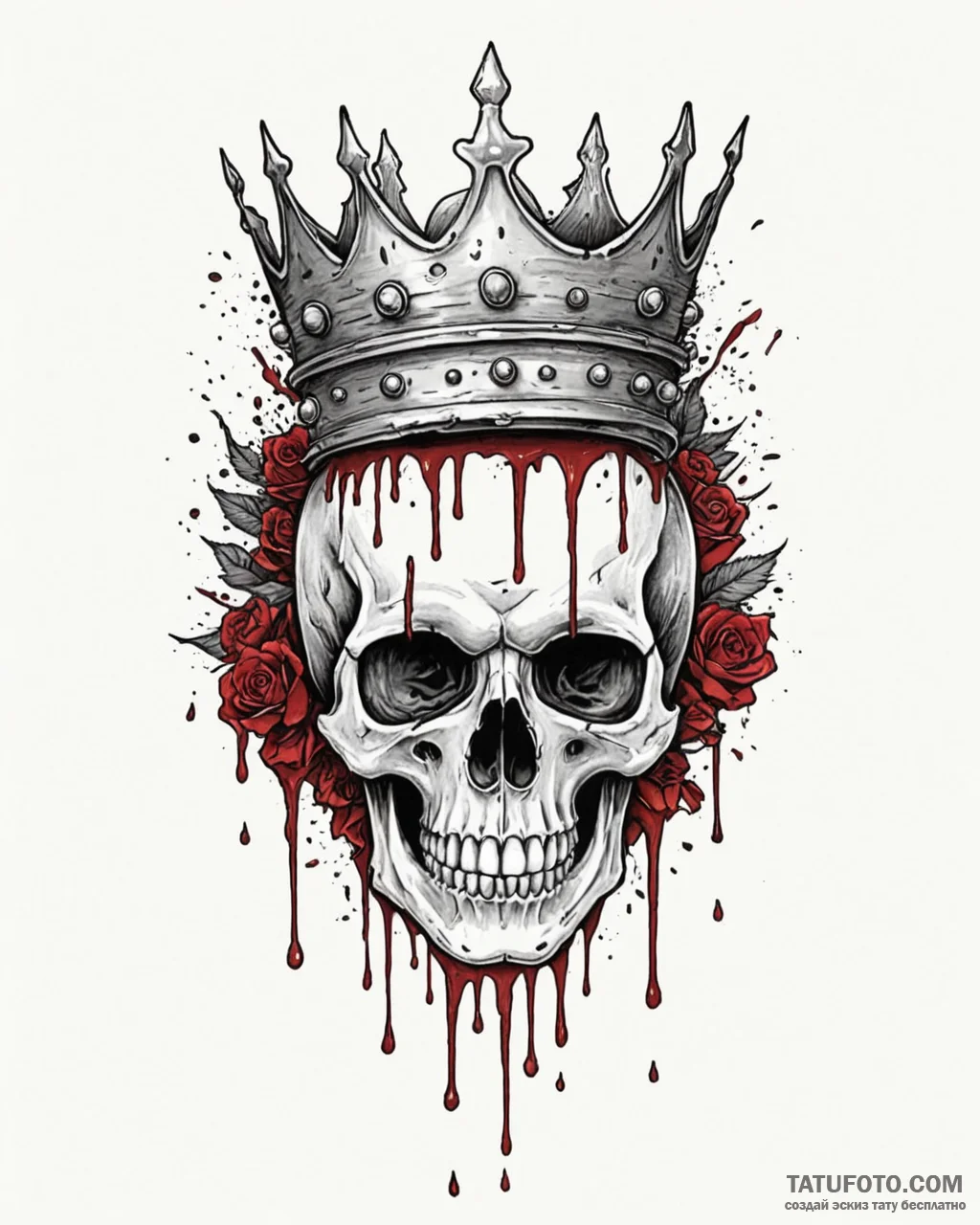 Tat tattoo sketch, skull crowned with shatter… — эскиз тату (№1753277928_0, 23.07.2025 13:38) — Tatufoto.com