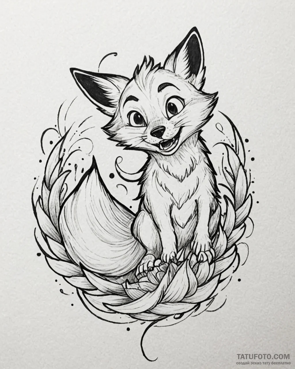 Tattoo sketch, nick wilde sly grin with fox t... - эскиз тату (№1753278193_0, 23.07.2025 13:43) — Tatufoto.com