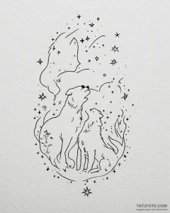 Tattoo sketch, howl and sophie under starry s... - эскиз тату (№1753278366_0, 23.07.2025 13:46) — Tatufoto.com