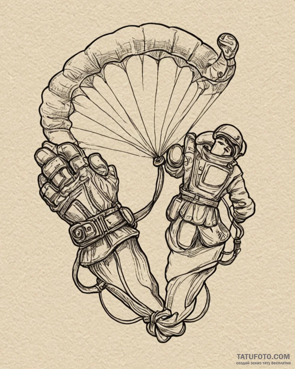 Tat tattoo sketch, parachutist’s gloves gripp... - эскиз тату (№1753278537_0, 23.07.2025 13:48) — Tatufoto.com