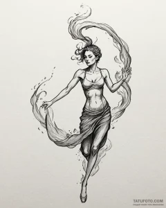 Tat tattoo sketch, twisting smoke and fiery e... - эскиз тату (№1753278622_0, 23.07.2025 13:50) — Tatufoto.com