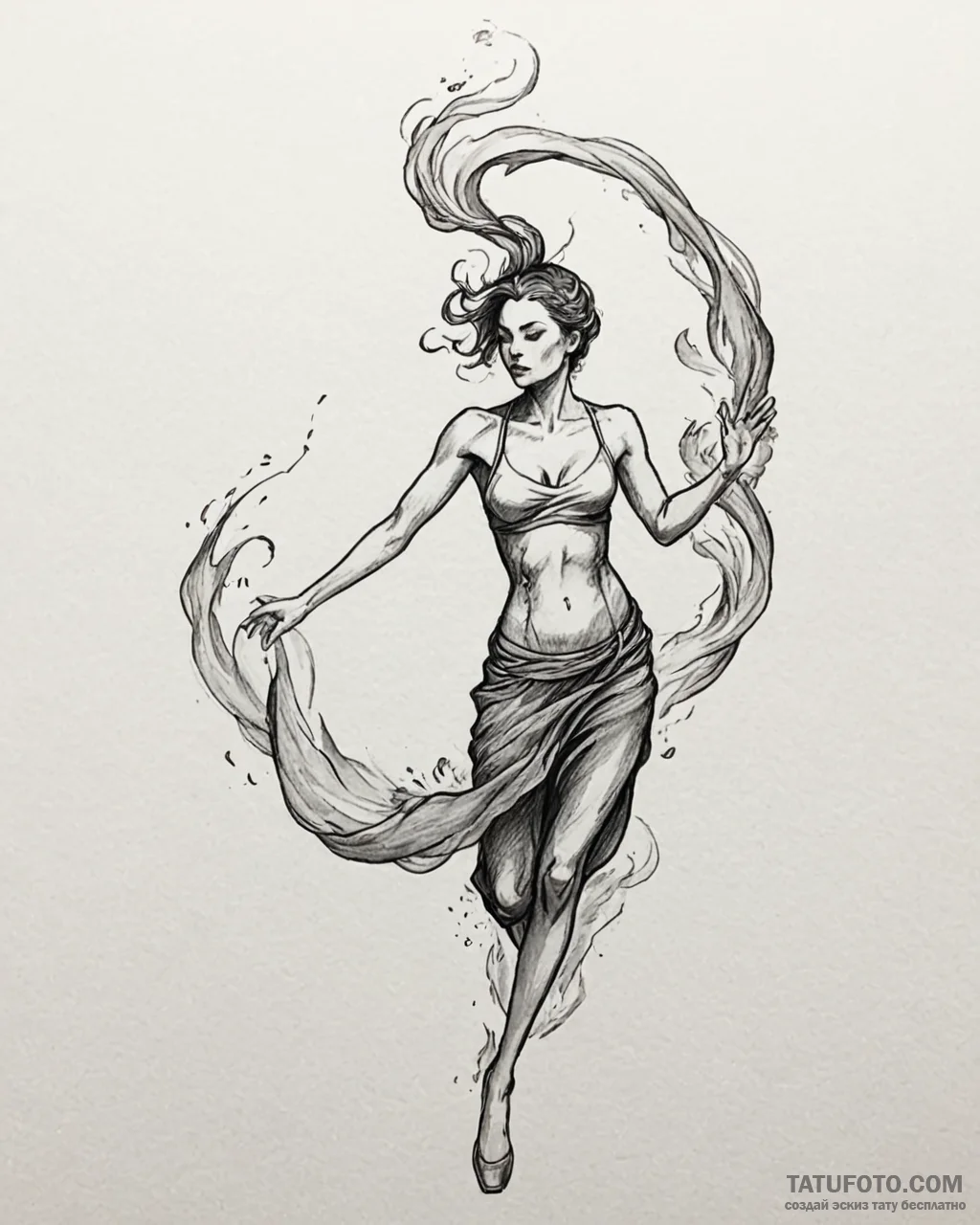 Tat tattoo sketch, twisting smoke and fiery e... - эскиз тату (№1753278622_0, 23.07.2025 13:50) — Tatufoto.com