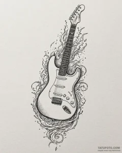 Tat tattoo sketch, electric guitar intertwine... - эскиз тату (№1753278882_0, 23.07.2025 13:54) — Tatufoto.com