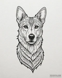 Tattoo sketch, domestic dog with tribal tatto... - эскиз тату (№1753278967_0, 23.07.2025 13:56) — Tatufoto.com