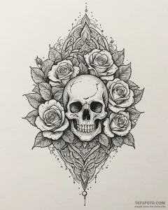 Tattoo sketch, spirit in water reflection, sy... - эскиз тату (№1753279059_0, 23.07.2025 13:57) — Tatufoto.com