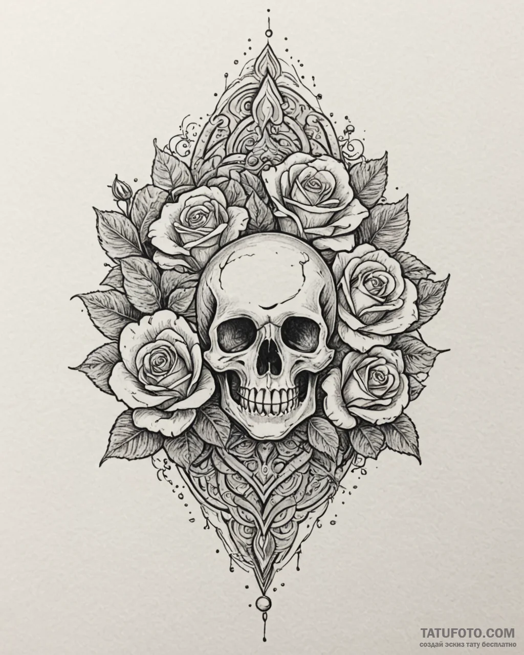 Tattoo sketch, spirit in water reflection, sy... - эскиз тату (№1753279059_0, 23.07.2025 13:57) — Tatufoto.com