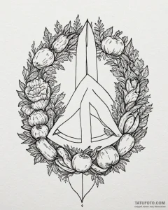 Tat tattoo sketch, vegetarian emblem with veg... - эскиз тату (№1753279496_0, 23.07.2025 14:04) — Tatufoto.com