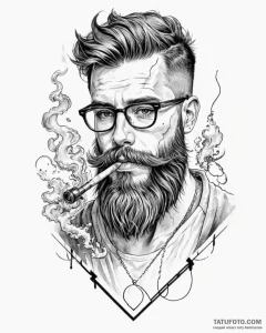 Tat tattoo sketch, hipster with vintage camer... - эскиз тату (№1753279669_0, 23.07.2025 14:07) — Tatufoto.com