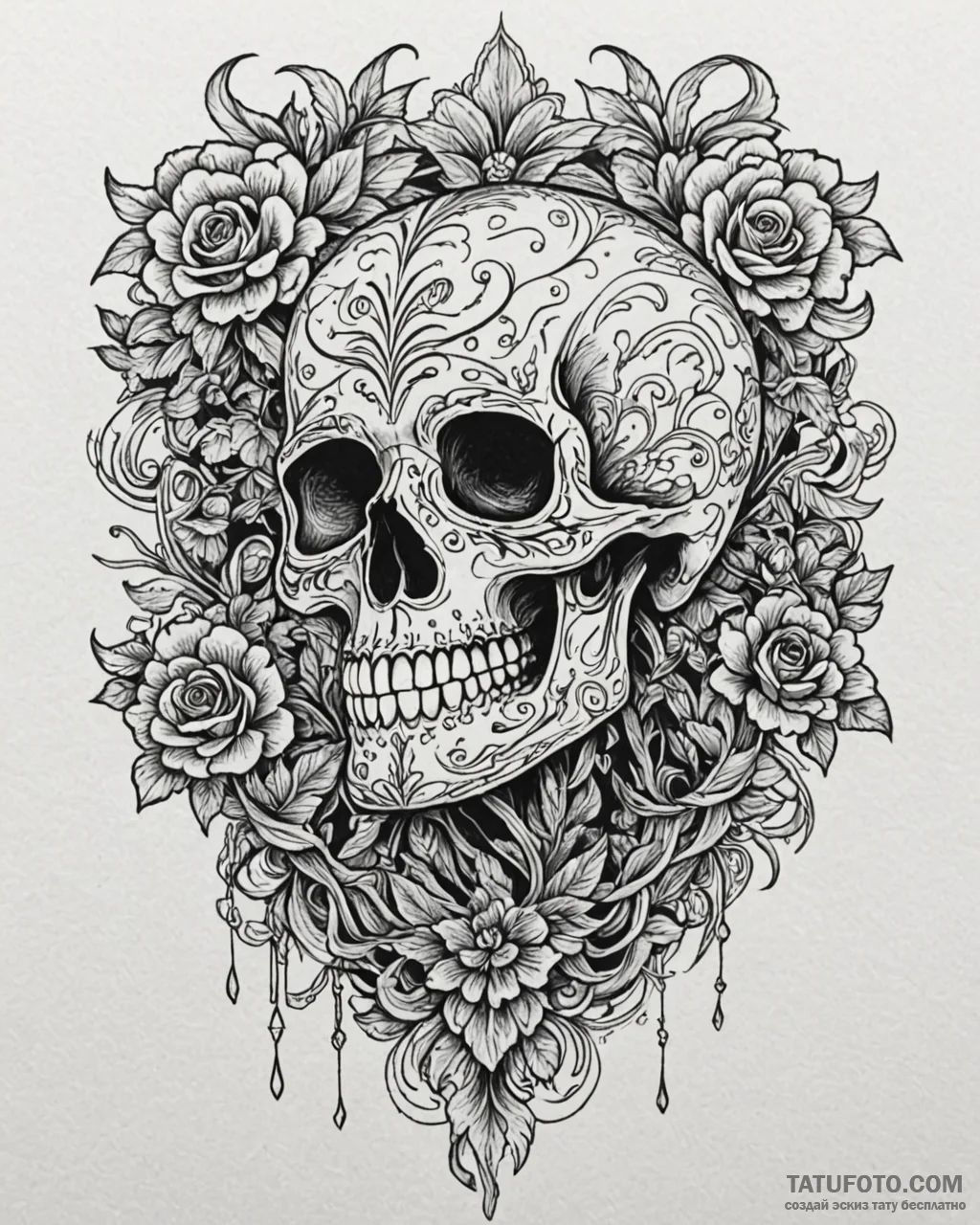 Tattoo sketch, skeleton skulls with sugar sku… — эскиз тату (№1753279753_0, 23.07.2025 14:09) — Tatufoto.com