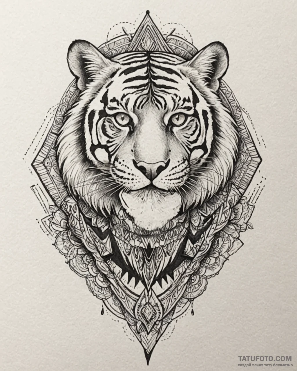 Tattoo sketch, tiger-human hybrid with glowin… — эскиз тату (№1753280528_0, 23.07.2025 14:22) — Tatufoto.com