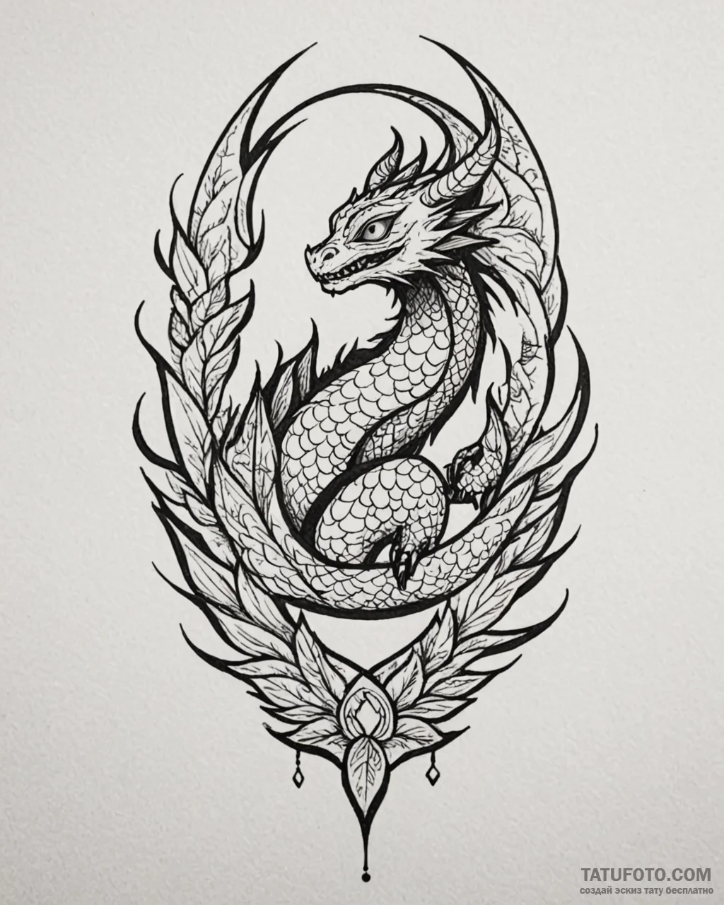 Tattoo sketch, toothless paw print with drago... - эскиз тату (№1753280783_0, 23.07.2025 14:26) — Tatufoto.com