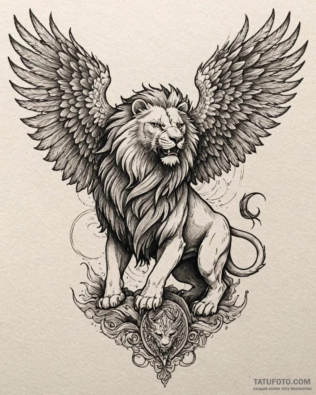 Tat tattoo sketch, fierce griffon with eagle... - эскиз тату (№1753281044_0, 23.07.2025 14:30) — Tatufoto.com