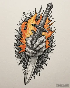Tat tattoo sketch, ballister’s hand gripping... - эскиз тату (№1753281306_0, 23.07.2025 14:35) — Tatufoto.com