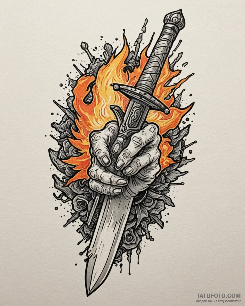 Tat tattoo sketch, ballister’s hand gripping... - эскиз тату (№1753281306_0, 23.07.2025 14:35) — Tatufoto.com