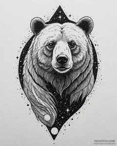 Tattoo sketch, cosmic bear with stars and gal... - эскиз тату (№1753281573_0, 23.07.2025 14:39) — Tatufoto.com