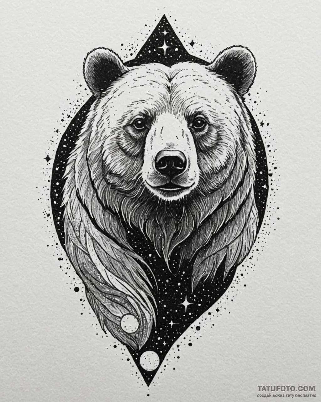 Tattoo sketch, cosmic bear with stars and gal… — эскиз тату (№1753281573_0, 23.07.2025 14:39) — Tatufoto.com