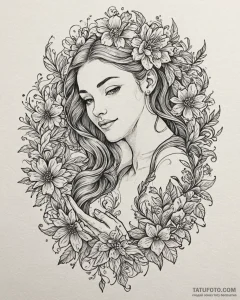Tat tattoo sketch, nurse with caring hands an... - эскиз тату (№1753281834_0, 23.07.2025 14:43) — Tatufoto.com