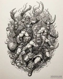 Tattoo sketch, asterix and vikings battle sce... - эскиз тату (№1753281919_0, 23.07.2025 14:45) — Tatufoto.com
