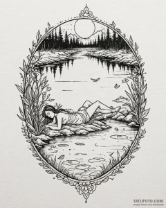 Eskizto, tattoo sketch, gloria resting by the... - эскиз тату (№1753282273_0, 23.07.2025 14:51) — Tatufoto.com