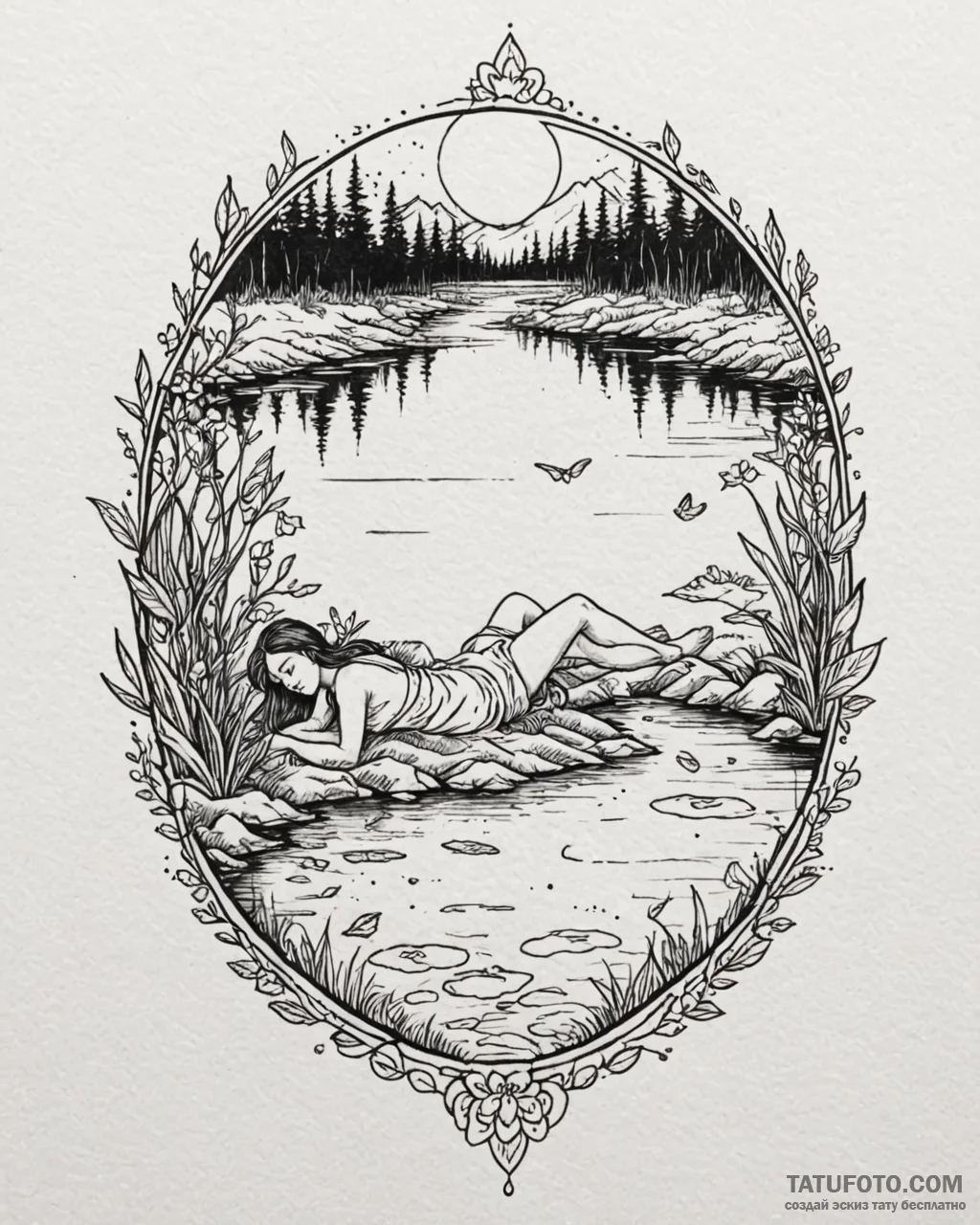 Eskizto, tattoo sketch, gloria resting by the… — эскиз тату (№1753282273_0, 23.07.2025 14:51) — Tatufoto.com