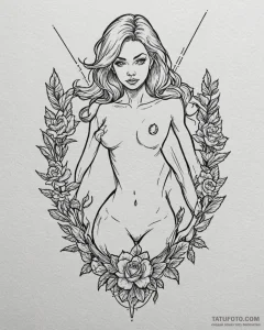 Eskizto, tattoo sketch, eve shooting laser be... - эскиз тату (№1753282796_0, 23.07.2025 14:59) — Tatufoto.com