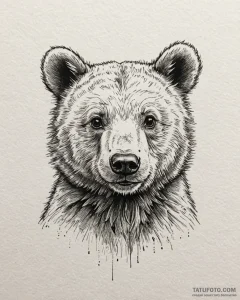 Tat tattoo sketch, bear cub with playful eyes... - эскиз тату (№1753283059_0, 23.07.2025 15:04) — Tatufoto.com