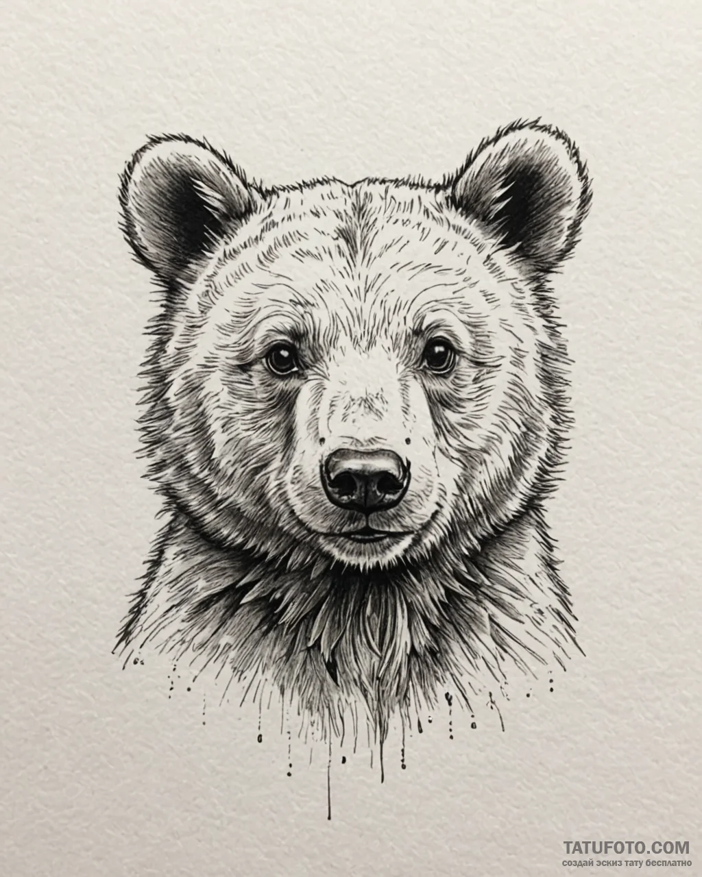 Tat tattoo sketch, bear cub with playful eyes… — эскиз тату (№1753283059_0, 23.07.2025 15:04) — Tatufoto.com