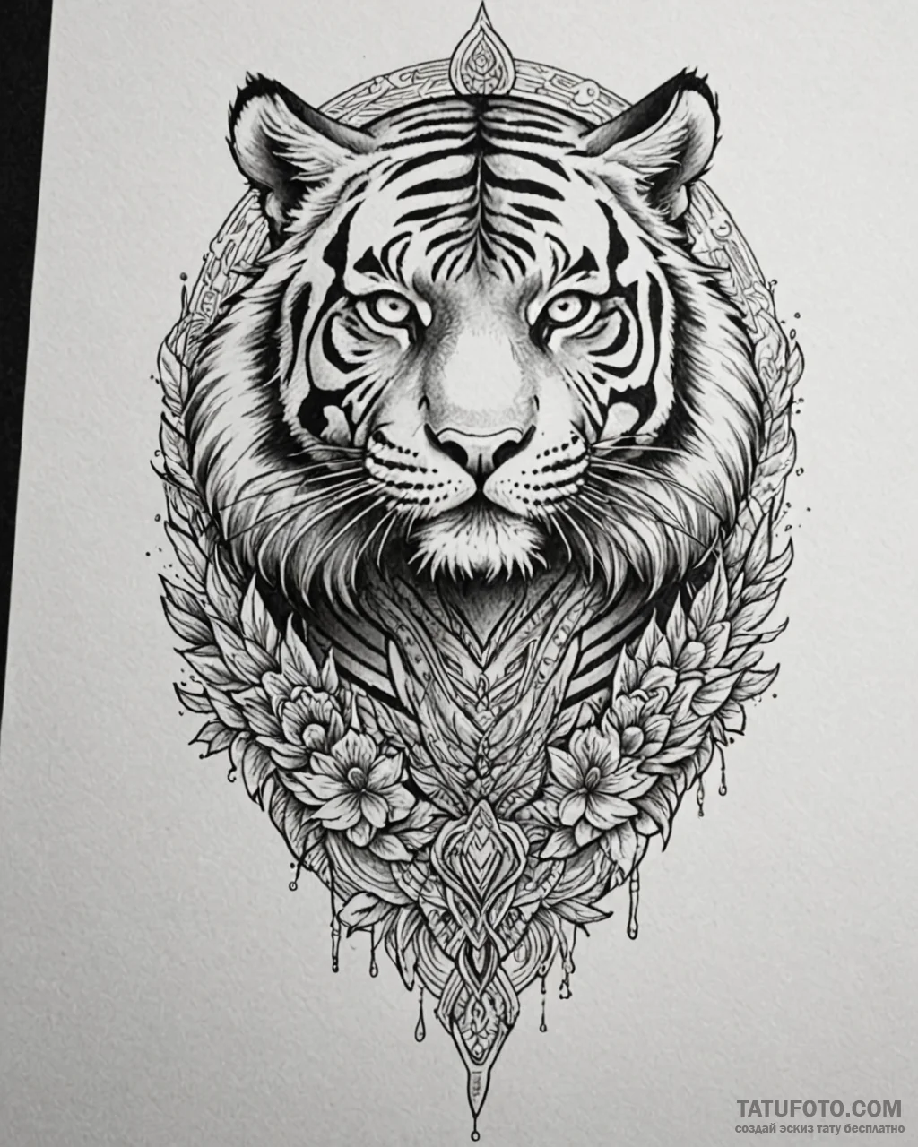 Tattoo sketch, tiger-human hybrid with glowin… — эскиз тату (№1753283240_0, 23.07.2025 15:07) — Tatufoto.com