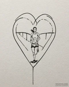 Tat tattoo sketch, runner’s heartbeat line me... - эскиз тату (№1753283327_0, 23.07.2025 15:08) — Tatufoto.com