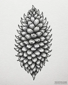 Tattoo sketch, minimalist pine cone with few... - эскиз тату (№1753283982_0, 23.07.2025 15:19) — Tatufoto.com