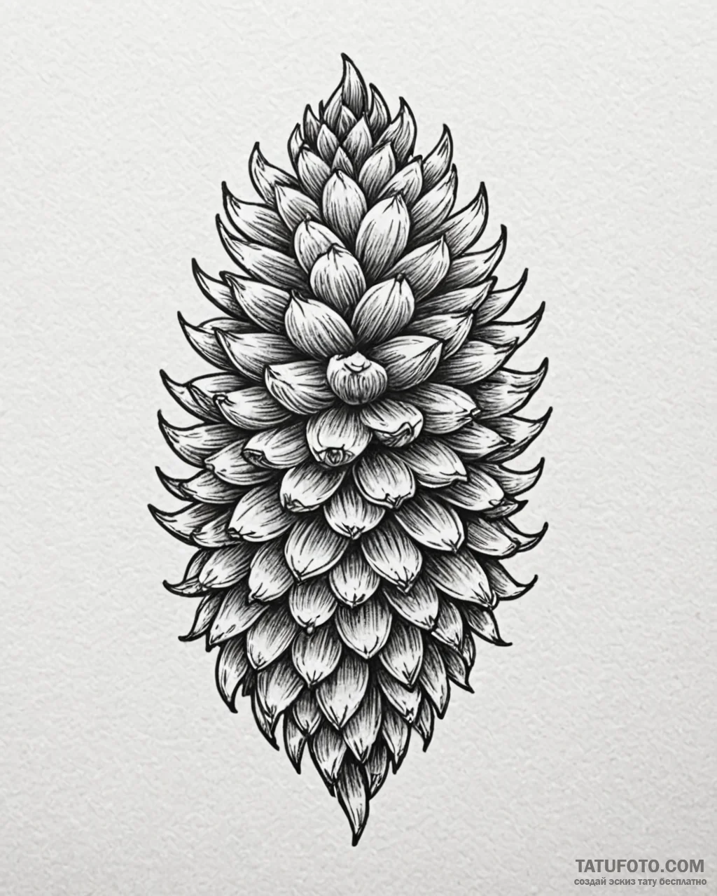 Tattoo sketch, minimalist pine cone with few... - эскиз тату (№1753283982_0, 23.07.2025 15:19) — Tatufoto.com