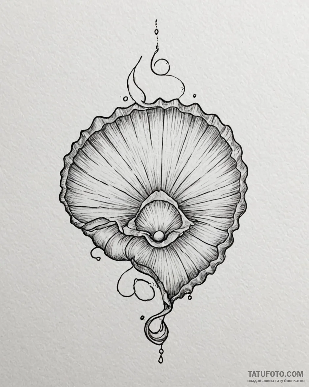 Tat tattoo sketch, seashell with hidden glowi... - эскиз тату (№1753284258_0, 23.07.2025 15:24) — Tatufoto.com