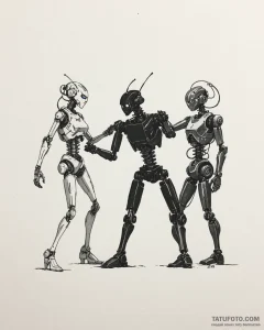 Tattoo sketch, katie and rick silhouette batt... - эскиз тату (№1753284643_0, 23.07.2025 15:30) — Tatufoto.com