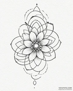 Tat tattoo sketch, minimalist geometric flowe... - эскиз тату (№1753284731_0, 23.07.2025 15:32) — Tatufoto.com