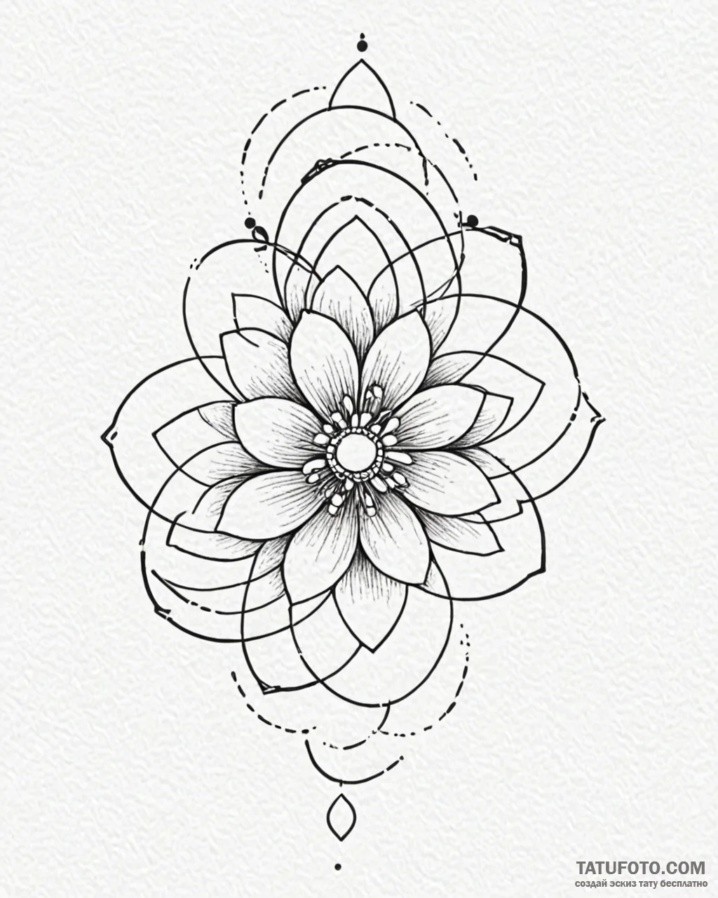 Tat tattoo sketch, minimalist geometric flowe... - эскиз тату (№1753284731_0, 23.07.2025 15:32) — Tatufoto.com