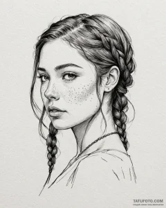 Tattoo sketch, anna’s face with freckles and... - эскиз тату (№1753284820_0, 23.07.2025 15:33) — Tatufoto.com