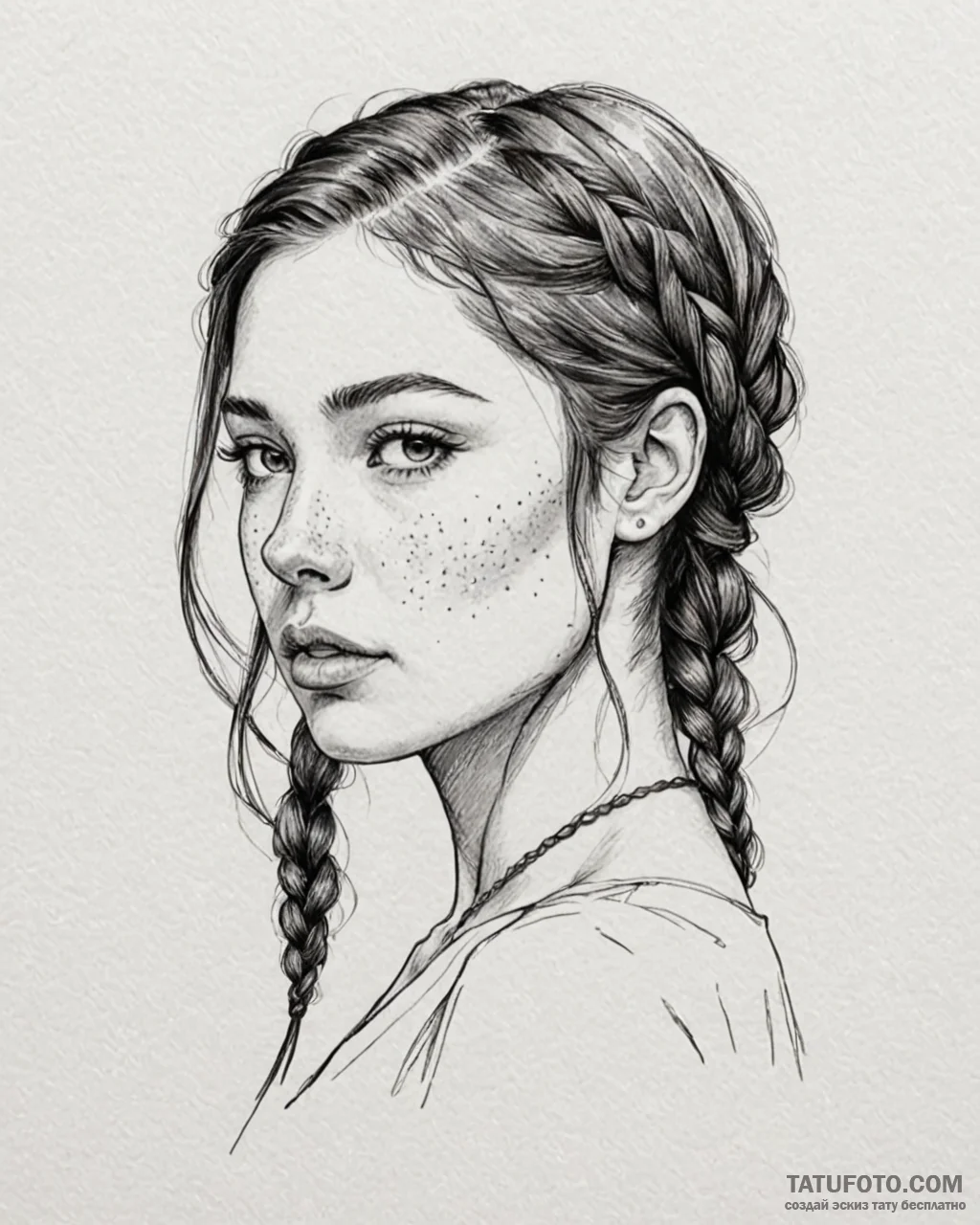 Tattoo sketch, anna’s face with freckles and... - эскиз тату (№1753284820_0, 23.07.2025 15:33) — Tatufoto.com