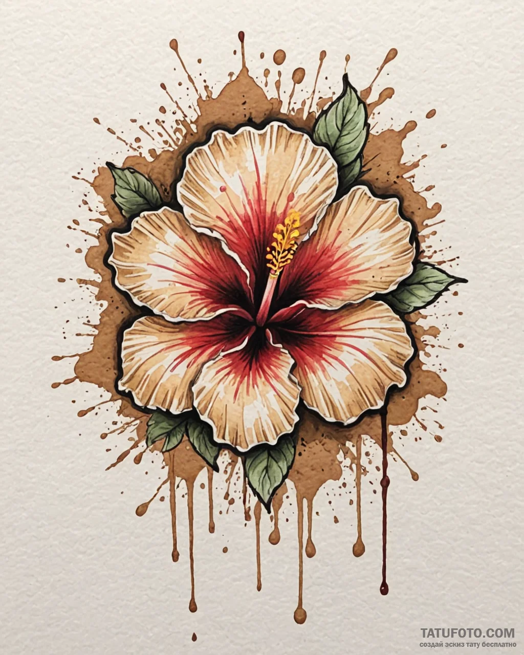 Tat tattoo sketch, vibrant hibiscus flower wi… — эскиз тату (№1753285182_0, 23.07.2025 15:39) — Tatufoto.com