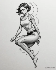 Eskizto, tattoo sketch, elastigirl stretching... - эскиз тату (№1753285444_0, 23.07.2025 15:44) — Tatufoto.com