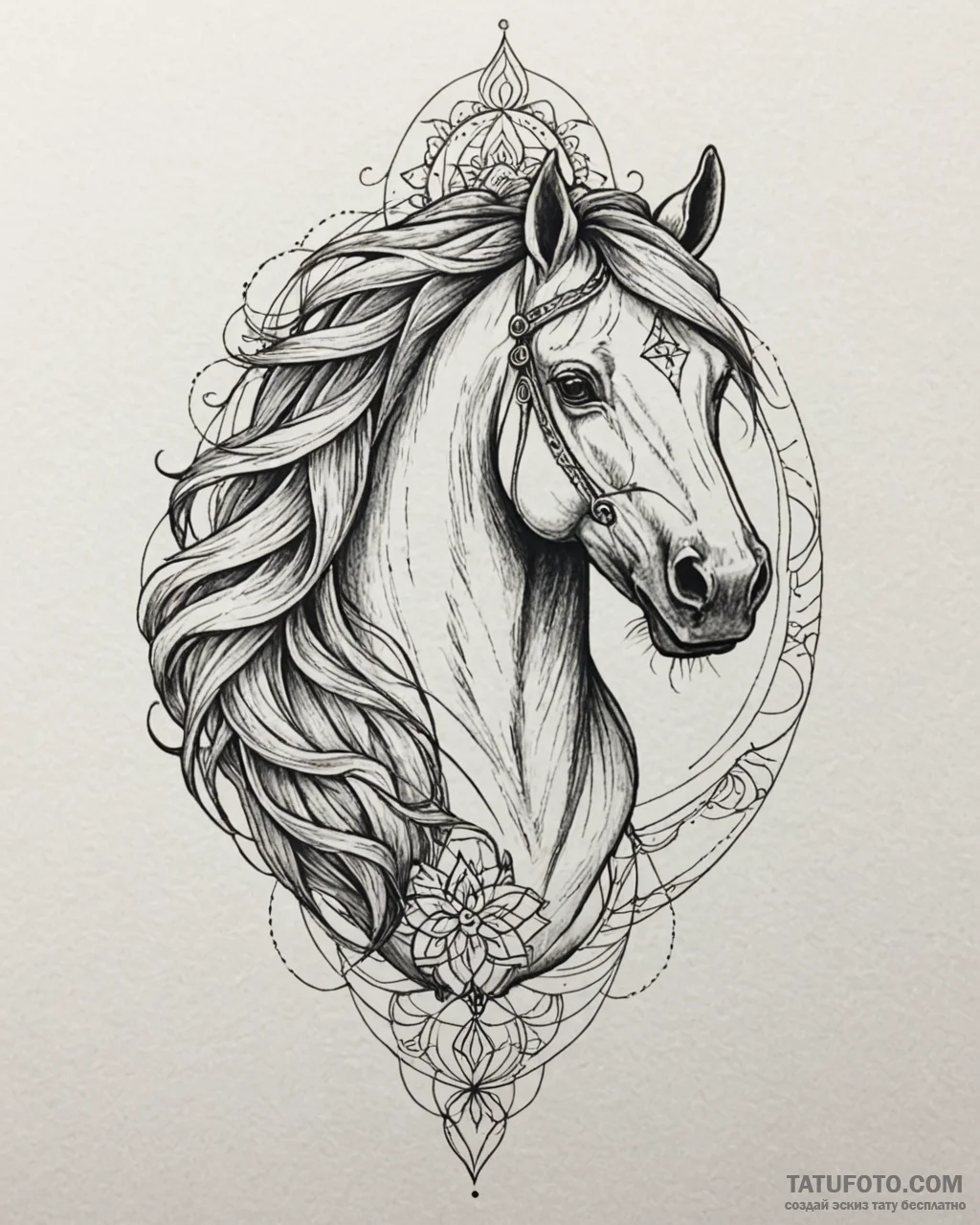 Tattoo sketch, spirit head close-up with flow... - эскиз тату (№1753285528_0, 23.07.2025 15:45) — Tatufoto.com