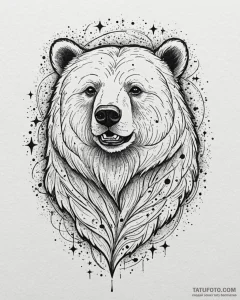 Tattoo sketch, cosmic bear with stars and gal... - эскиз тату (№1753285956_0, 23.07.2025 15:52) — Tatufoto.com