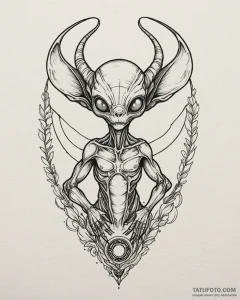 Tattoo sketch, stitch with alien antennas glo... - эскиз тату (№1753286048_0, 23.07.2025 15:54) — Tatufoto.com