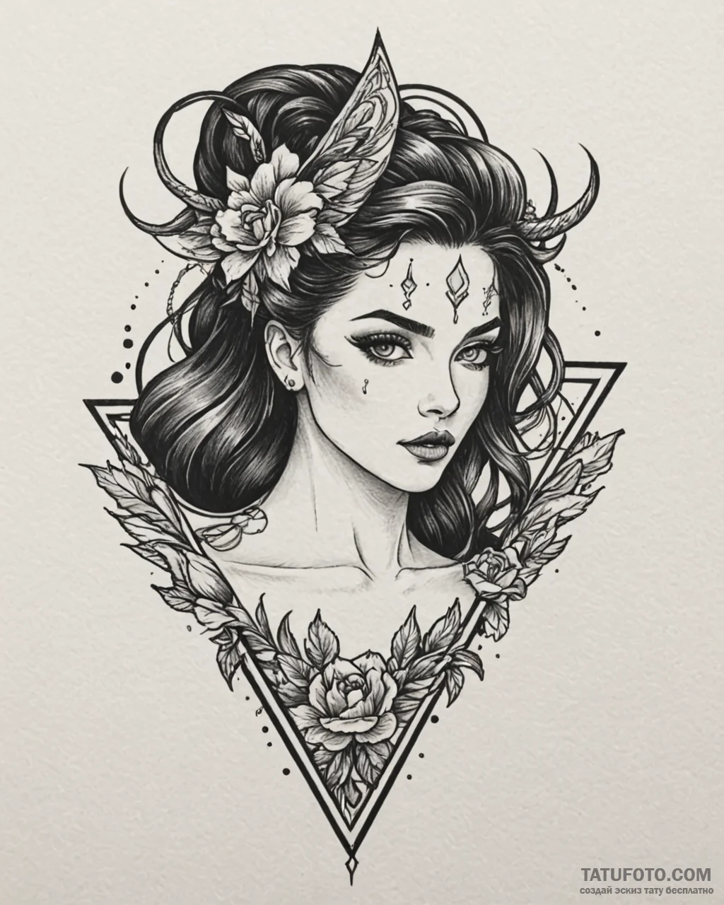 Tattoo sketch, eep with spear and determined… — эскиз тату (№1753286543_0, 23.07.2025 16:02) — Tatufoto.com